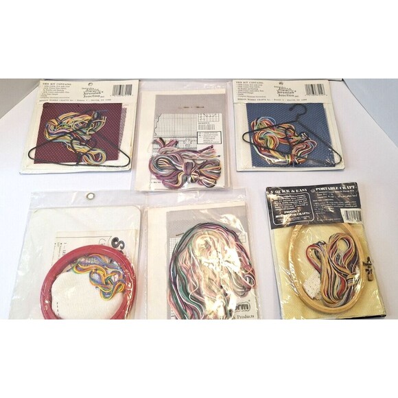 Lot of 6 Vintage Counted CROSS STITCH Medium Picture Frams 1980's Sealed Variety - Picture 5 of 8